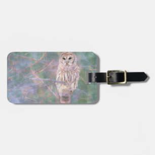 Étiquette À Bagage Barred Owl Pastel Peinture numérique d'huile