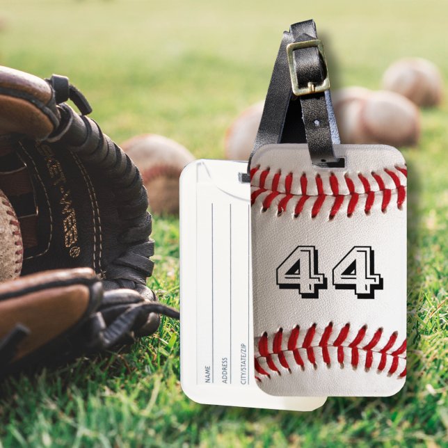 Étiquette À Bagage Baseball avec numéro personnalisable (Créateur téléchargé)