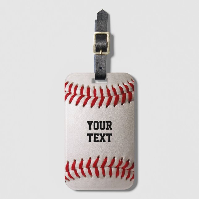 Étiquette À Bagage Baseball avec texte personnalisable (Devant Vertical)