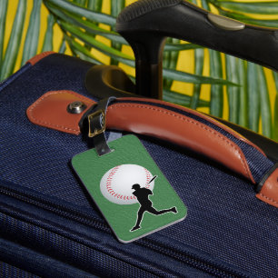 Étiquette À Bagage Baseball - Balle et silhouette de joueur Nom Adres