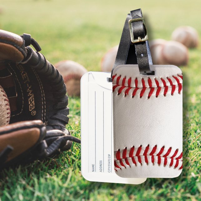 Étiquette À Bagage Baseball et Softball Couture Rouge (Créateur téléchargé)