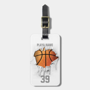 Étiquette À Bagage Basket-ball déchiré (blanc personnalisé)