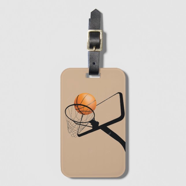Étiquette À Bagage Basket et cerceau illustrés (Devant Vertical)
