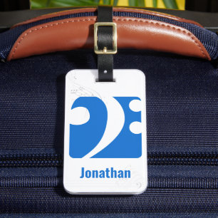 Étiquette À Bagage Basse Bleue Clé Symbole de Musique Bagage Balise