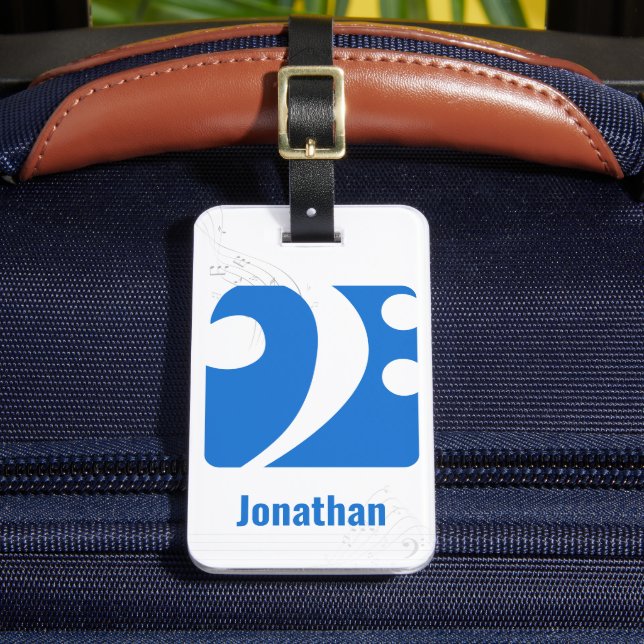 Étiquette À Bagage Basse Bleue Clé Symbole de Musique Bagage Balise (Insitu Rectoal 2)