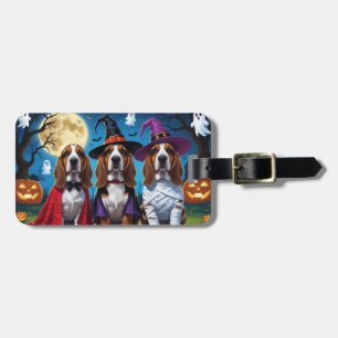 Étiquette À Bagage Basset Hound Chiens Citrouille Halloween Funny