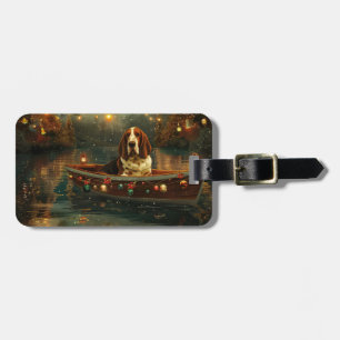 Étiquette À Bagage Basset Hound Noël Festive Voyage