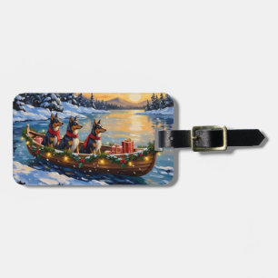 Étiquette À Bagage Bateau de Noël de berger anatolien pour les fêtes