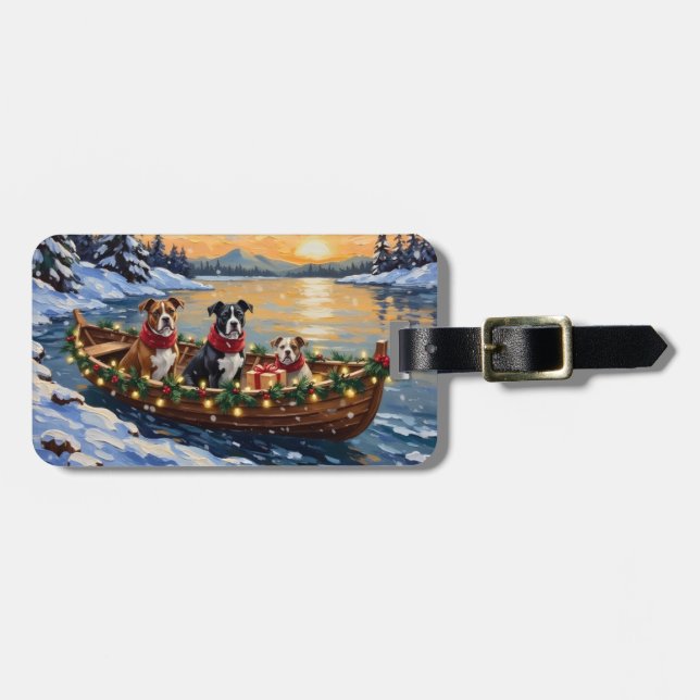 Étiquette À Bagage Bateau de Noël de l'Amstaff (Devant horizontal)