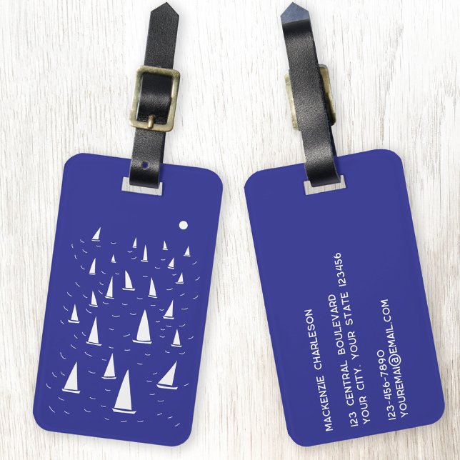 Étiquette À Bagage Bateau de voile nautique (Sailing boat yacht personalized nautical luggage tag)