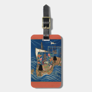 Étiquette À Bagage Bateau Trésor Chanceux Japonais Vintage G.A. Audsl