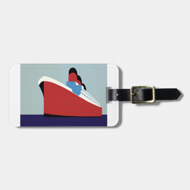 Étiquette À Bagage Bateau vintage (Devant horizontal)