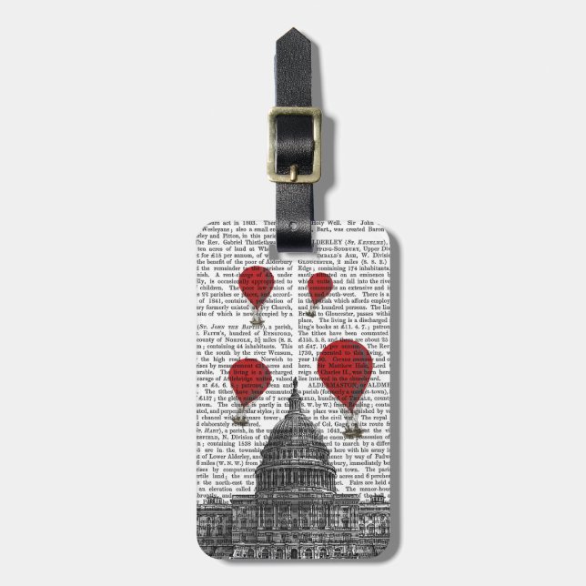 Étiquette À Bagage Bâtiment du Capitole américain et ballons à air ch (Devant Vertical)