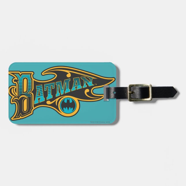 Étiquette À Bagage Batman | Logo Turquoise Vintage (Devant horizontal)