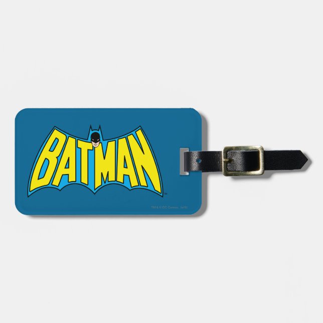 Étiquette À Bagage Batman | Logo Vintage bleu jaune (Devant horizontal)
