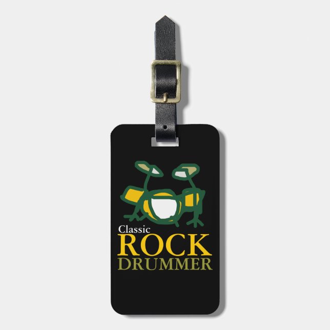 Étiquette À Bagage batteur de rock classique (Devant Vertical)