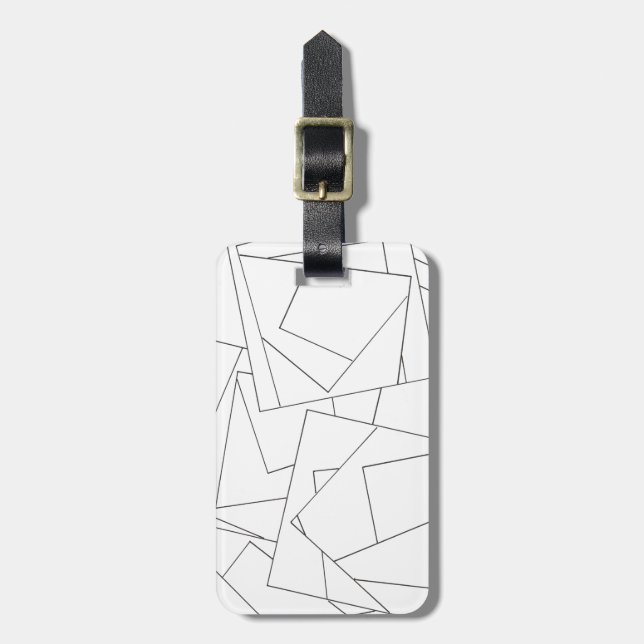 Étiquette À Bagage Bauhaus Géométrique Moderne Noir Et Blanc (Devant Vertical)