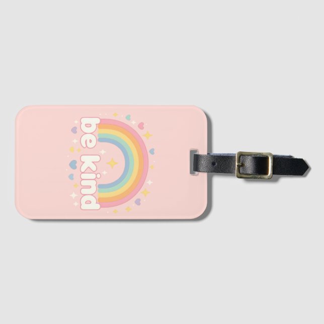 Étiquette À Bagage Be Kind – Rainbow Pastel Positivity (Devant Horizontal)