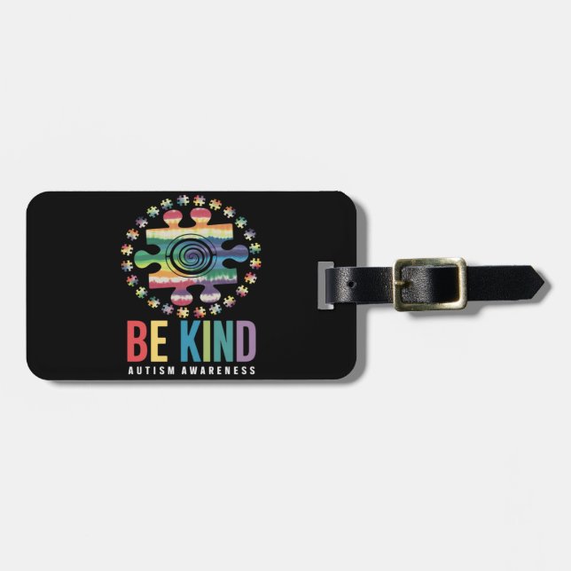 Étiquette À Bagage Be Kind Sensibilisation sur l'autisme Conception c (Devant horizontal)