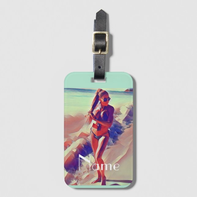 Étiquette À Bagage Beach Girl Thunder_Cove (Devant Vertical)