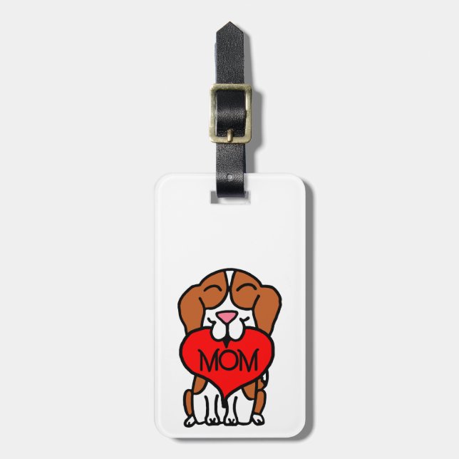 Étiquette À Bagage Beagle Maman Main Tirée (Devant Vertical)