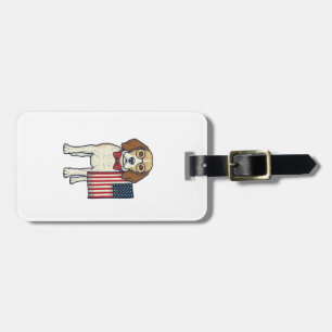 Étiquette À Bagage Beagle patriotique avec drapeau vintage vector art