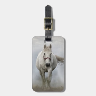 Étiquette À Bagage Beau cheval blanc dans la brume