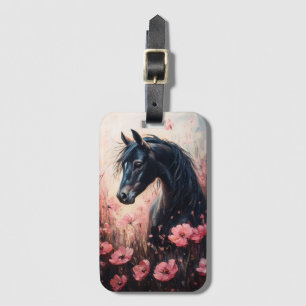 Étiquette À Bagage Beau Cheval Blush Fleur sauvage rose