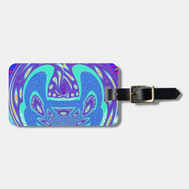 Étiquette À Bagage Beau cyan bleu kaléidoscope vectoriel design (Devant horizontal)