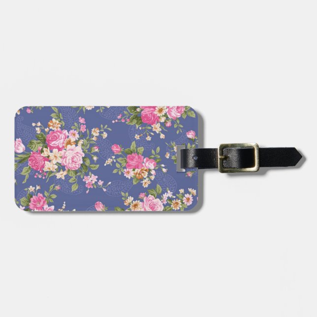 Étiquette À Bagage Beau design floral (Devant horizontal)