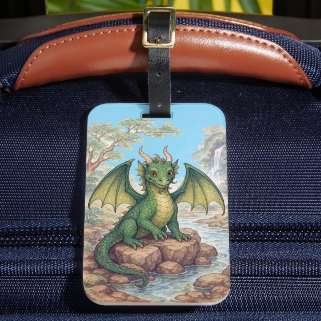 Étiquette À Bagage Beau dragon vert (Insitu Rectoal 2)
