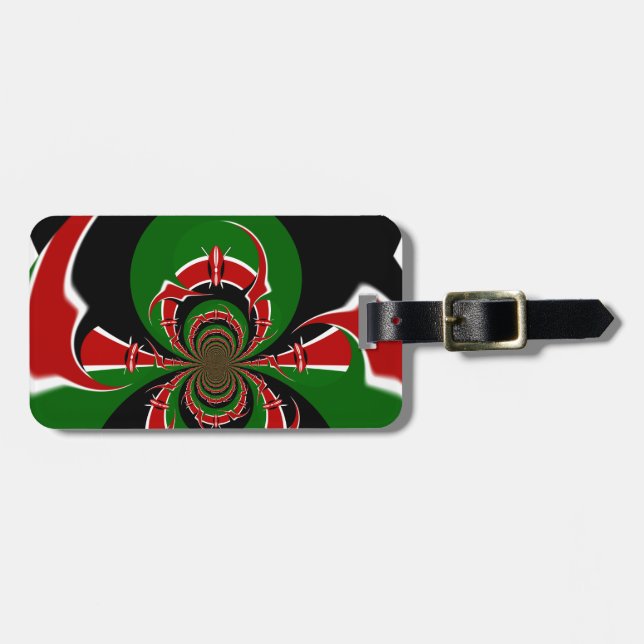 Étiquette À Bagage Beau drapeau Kenya noir rouge vert couleur design (Devant horizontal)