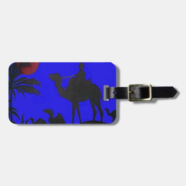 Étiquette À Bagage Beau Extraordinaire Sunset Camel Safari Art Imprim (Devant horizontal)