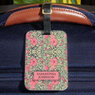 Étiquette À Bagage Beau Floral Elégant William Morris Inspiré L