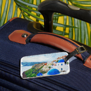 Étiquette À Bagage Beau Santorin Grèce Décor Voyage