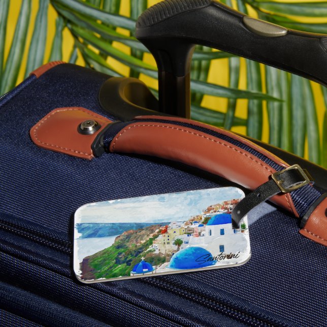 Étiquette À Bagage Beau Santorin Grèce Décor Voyage (Insitu Rectoal 3)