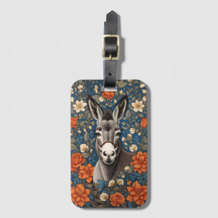 Étiquette À Bagage Beau visage âne Elégant floral