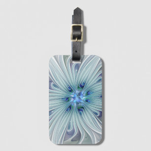 Étiquette À Bagage Beauté florale Abstrait Moderne Fleur Pastel Bleu