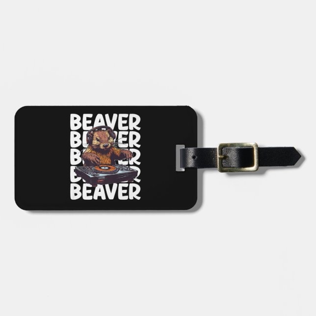 Étiquette À Bagage Beaver Lover DJ Générer des balises (Devant horizontal)