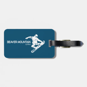 Étiquette À Bagage Beaver Mountain Resort Utah Snowboardeur