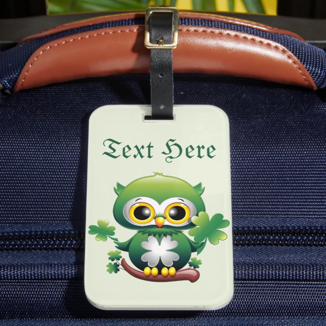 Étiquette À Bagage Bébé Hibou Mignon St Patrick Dessin Animé (Insitu Rectoal 2)