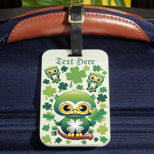 Étiquette À Bagage Bébé Hibou Mignon St Patrick Dessin Animé (Insitu Rectoal 2)