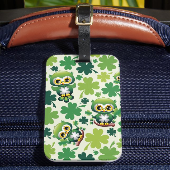 Étiquette À Bagage Bébé Hibou Mignon St Patrick Dessin Animé (Insitu Rectoal 2)