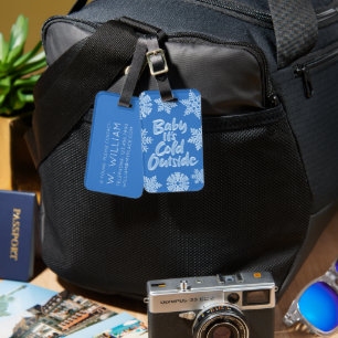 Étiquette À Bagage Bébé Il fait froid dehors Icy Blue Frozen Snowflak