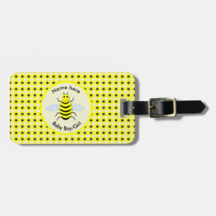 Étiquette À Bagage Bébé jaune mignon abeille Genre Révéler Neutre Per