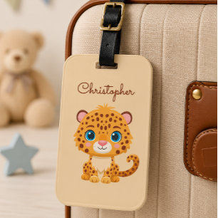 Étiquette À Bagage Bébé léopard mignon animaux de safari enfants