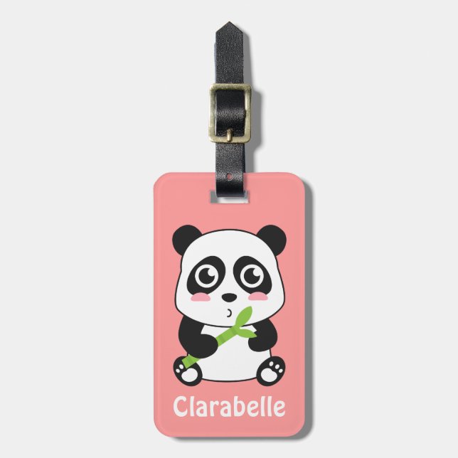 Étiquette À Bagage Bébé Panda Mignon et Câlin (Devant Vertical)