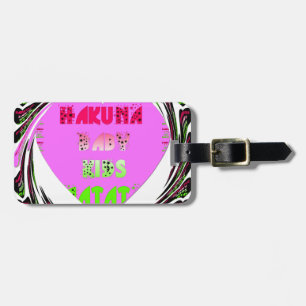 Étiquette À Bagage Bébé Rose Cœurs Hakuna Matata Bébé Enfants Design