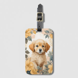 Étiquette À Bagage Bébés mignons animaux   Golden Retriever Puppy