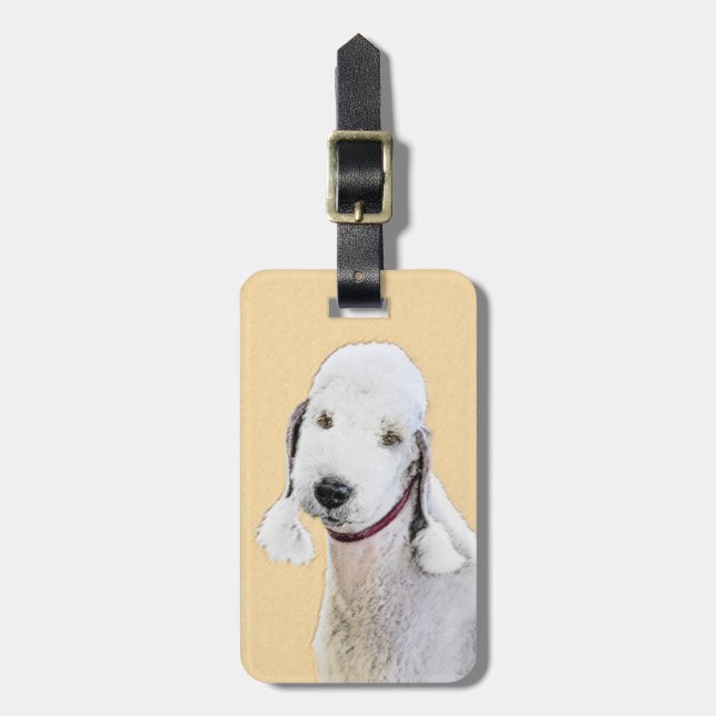 Étiquette À Bagage Bedlington Terrier Peinture - Art Chien original (Devant Vertical)
